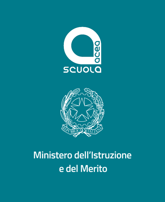 Logo Acea Scuola con logo Ministero dell'istruzione e del merito