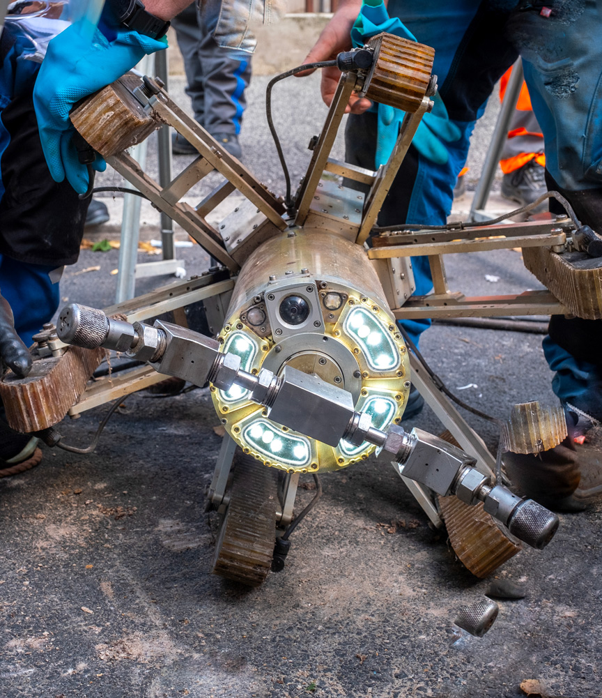 un robot usato da Acea per l'ispezione dei condotti